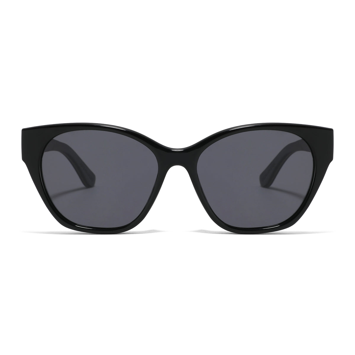 Spektaria Sunglasses with grey lenses, black frame and wooden arms by Spek Eyewear.