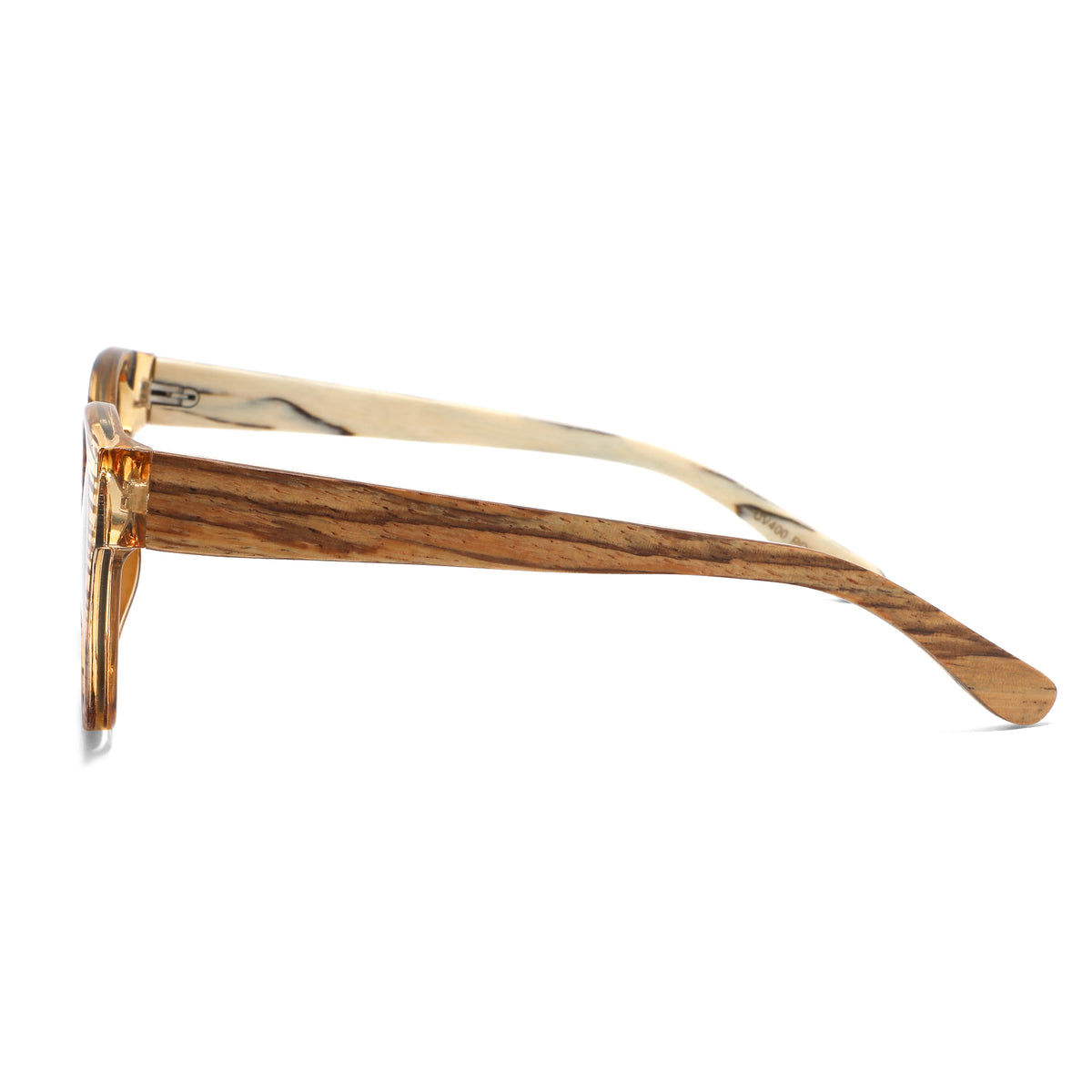 Spektaria Sunglasses with bown lenses, tortoise shell frame and wooden arms by Spek Eyewear.