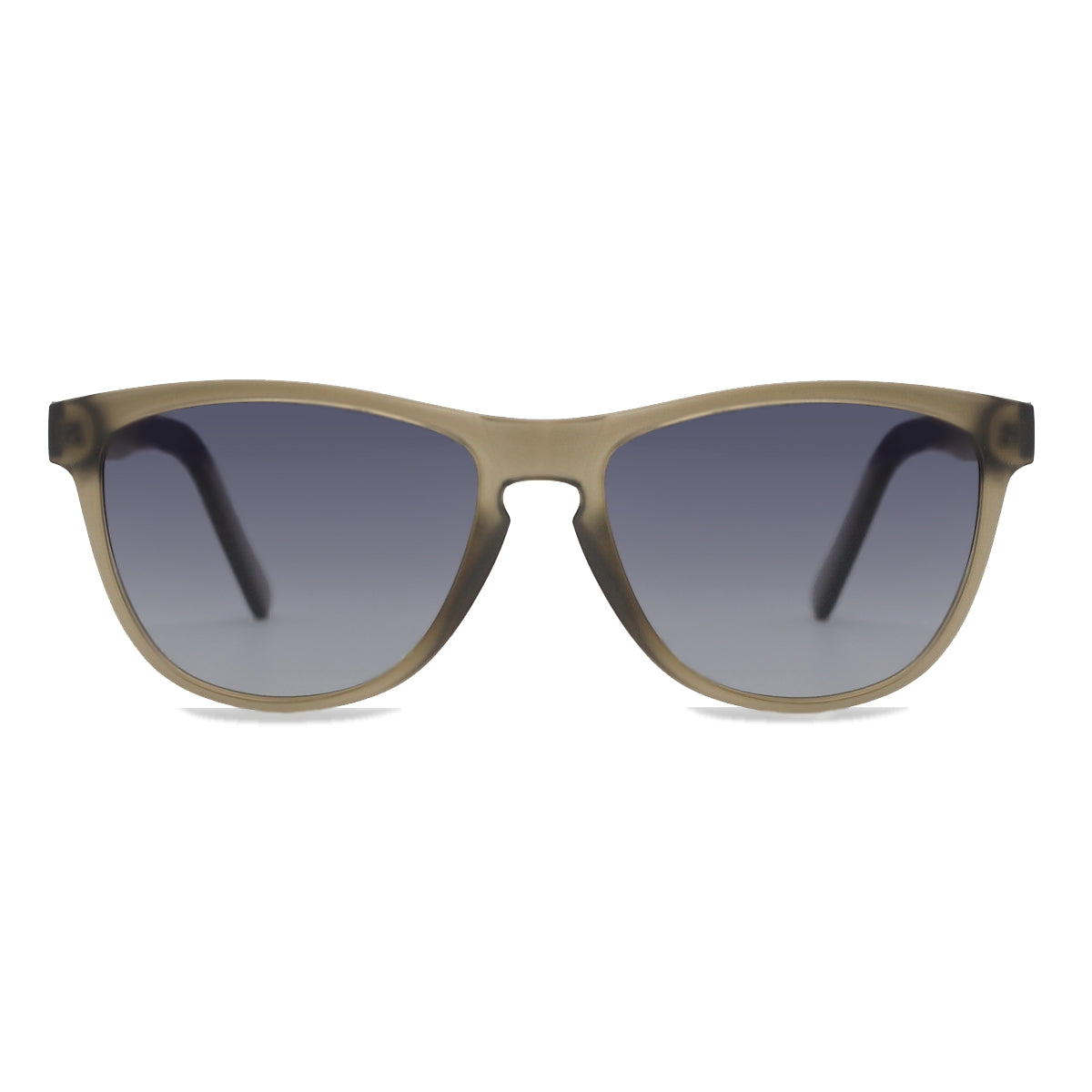 Spektura Sunglasses with ombre lenses, green opaque frame and wooden arms by Spek Eyewear.
